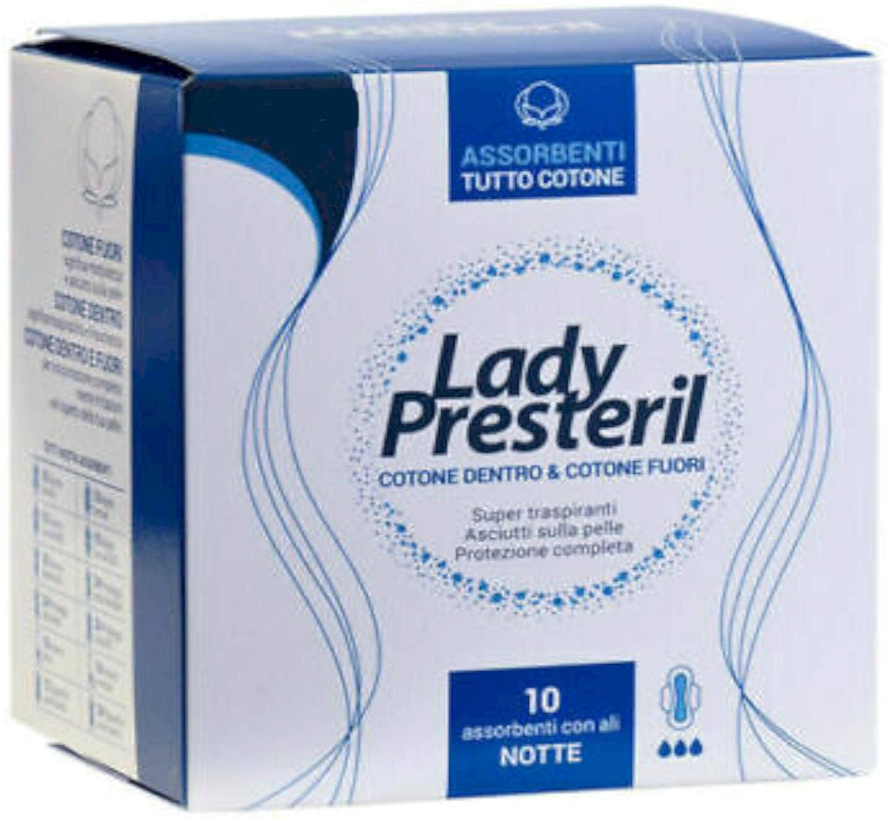 Assorbenti Lady Presteril Cotton Power Assorbenti Notte 10 Assorbenti Con Ali 