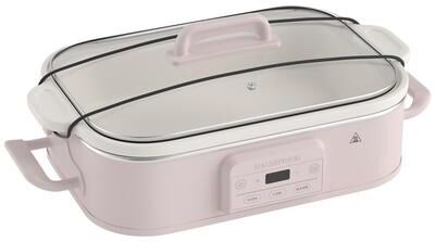 HomeCookin 4 Quart Programmable Slow Cooker, Square Digital Cooker with Removable Stoneware, Dishwasher Safe