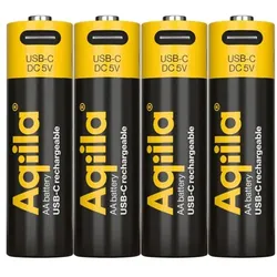 Aqiila Li-Ion Akku »USB-C wiederaufladbar« AA / Mignon 2000 mAh 4 Stück, 5.05 cm