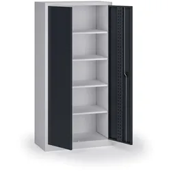 Werkstattschrank, 4 Regalböden, 1950 × 950 × 500 mm, graphitfarbene Türen