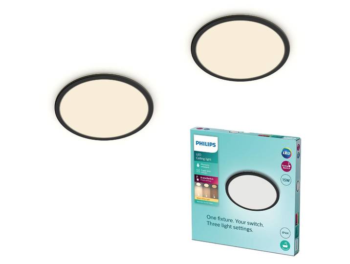 PHILIPS LED Badezimmer Deckenleuchte Superslim (15 W), 3 Lichteinstellungen, war