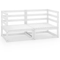 vidaXL Gartensofa 2-Sitzer Weiß Massivholz Kiefer