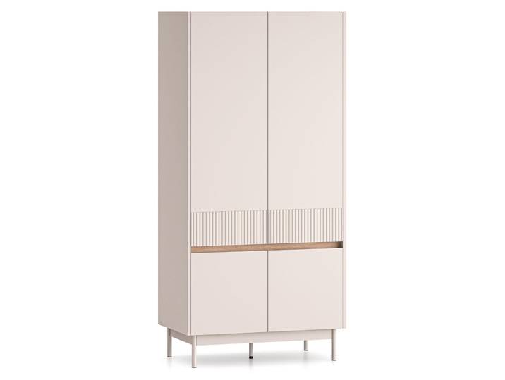 Selsey Dunea – Armoire 4 portes\, gris cachemire/aspect bois de chêne\, 92 cm
