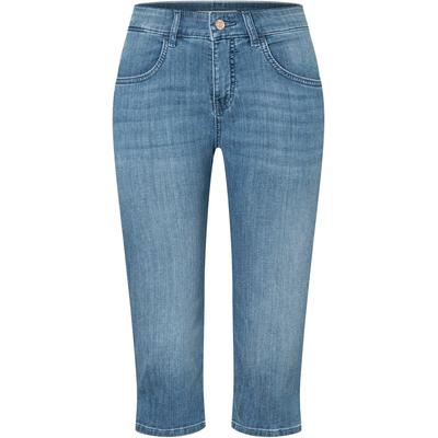 Caprijeans MAC "CAPRI summer clean", Damen, Gr. 36, Länge 17, blau (summer blau authentic used), Denim/Jeans, Obermaterial: 97% Baumwolle, 3% Elasthan, unifarben, schmal 3/4-Länge, Jeans, mit Stretch
