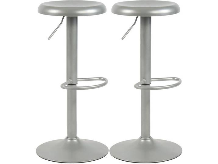 furnicato Barhocker 2er Set Williston 58-78 cm Silber Metall (2 St)