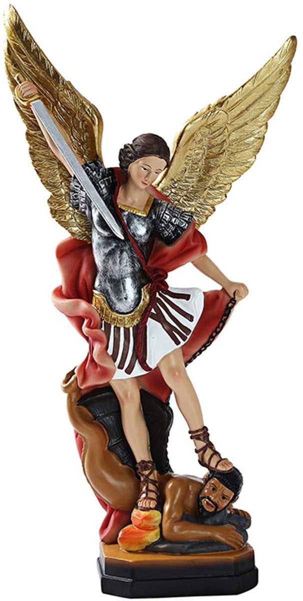 Engel Beeld Aartsengel Michaël verslaat Lucifer Religieuze Decoratie Hoogte: 31 cm