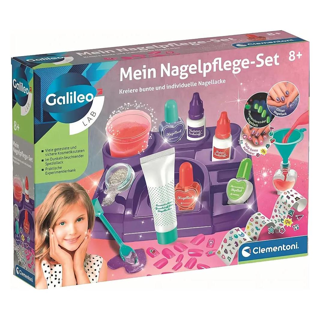 Clementoni Galileo Lab Nagelpflegeset - Nagelstudio für Kinder ab 8 Jahren - Inkl. Farben, Glitzer (59442)