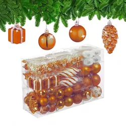 Relaxdays Weihnachtskugeln im 72er Set Weiß,Orange