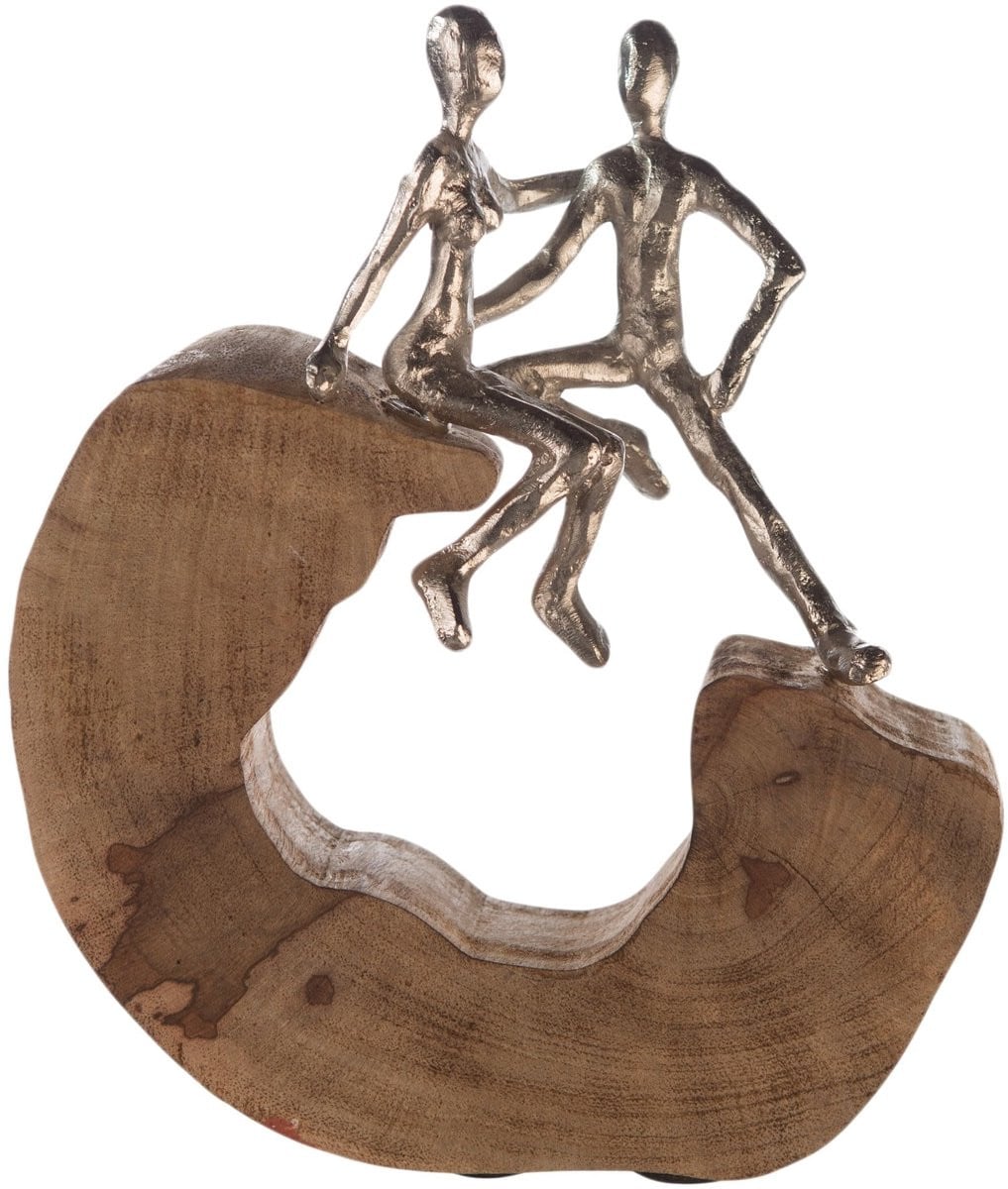 Gilde Casablanca Deco Sculptuur Figuren - Houten en Aluminium Tafeldecoratie