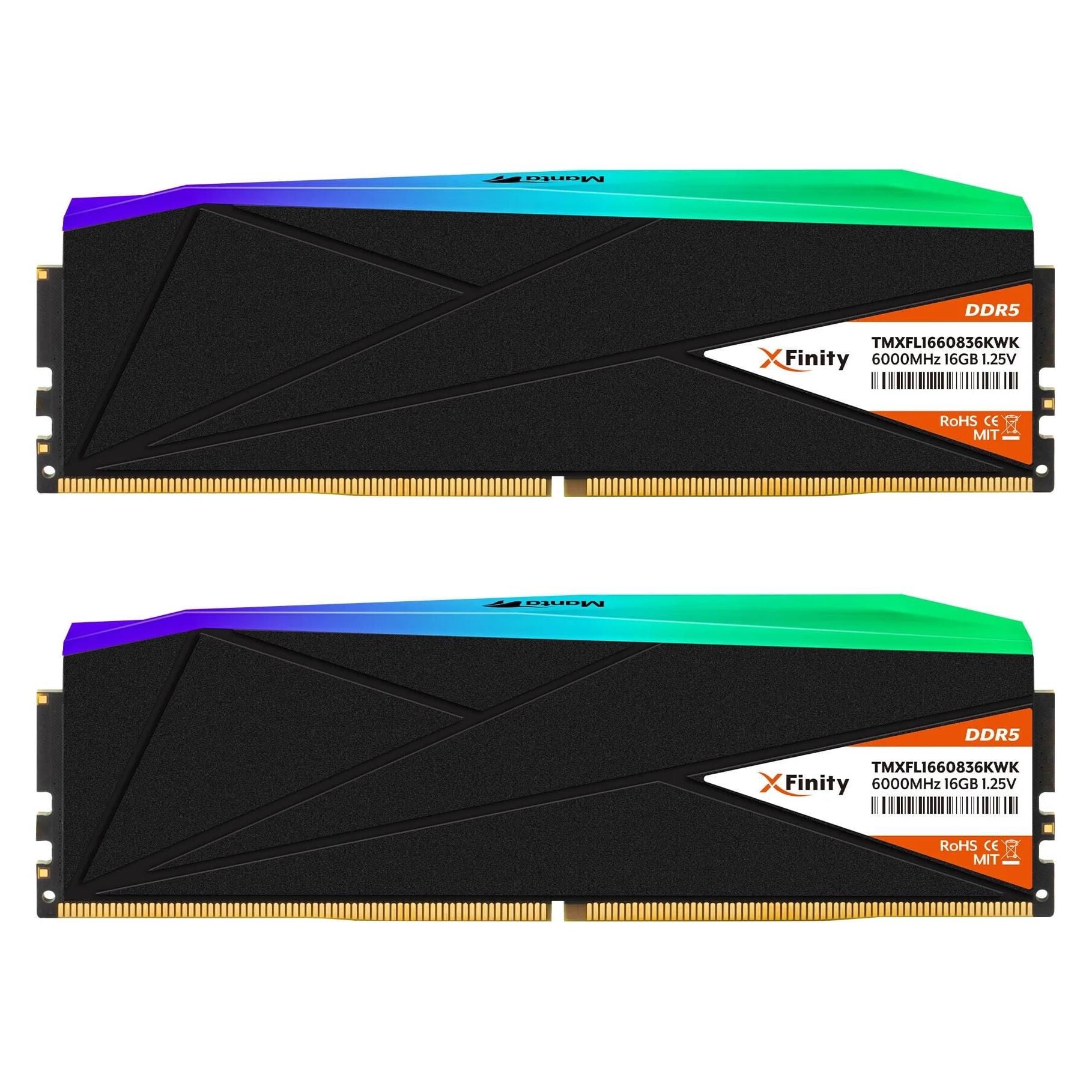 V-Color Manta XFinity RGB DDR5-6000 RAM, CL30, XMP/EXPO - 32 GB Dual-Kit, schwarz (TMXFL1660830KWK)