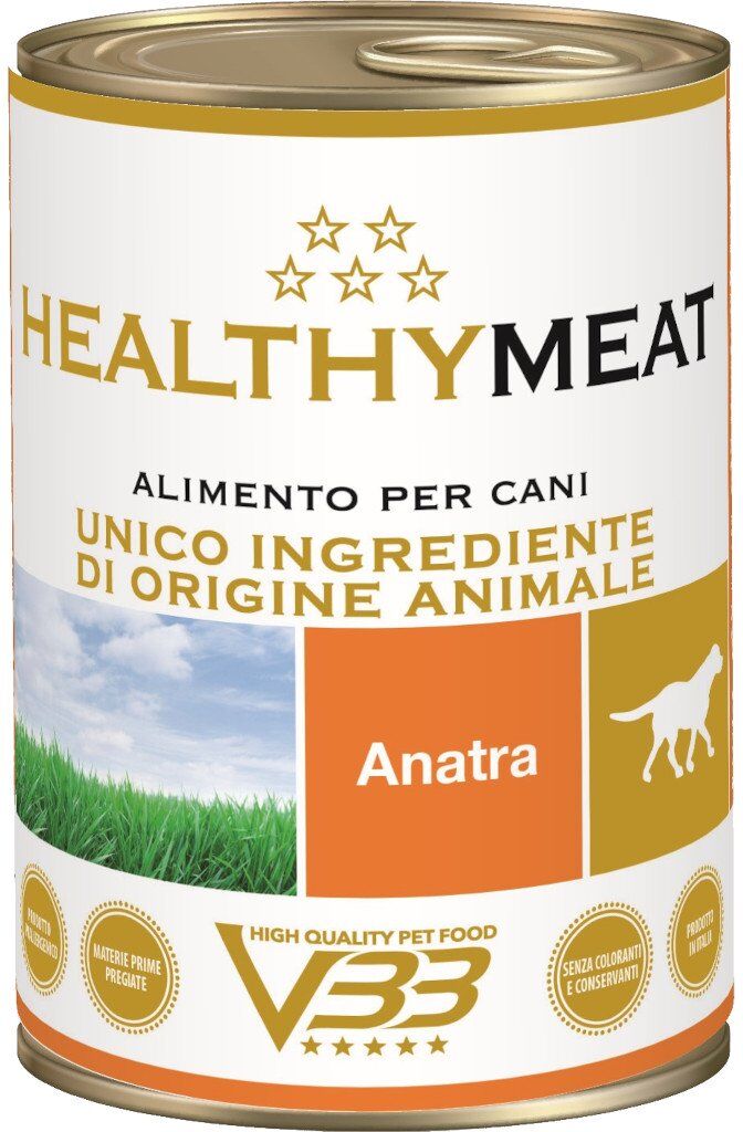 400 g VBB HealthyMeat Alimento Dietetico Completo Monoproteico Cibo Umido Paté per Cani Adulti con Anatra Grain Free e Gluten Free
