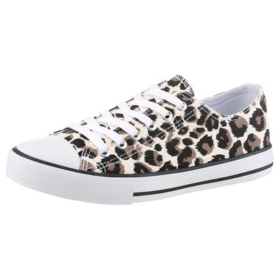 Sneaker ANISTON SHOES, Damen, Gr. 39, Textil, braun (leo), Schuhe Skaterschuh Canvassneaker Sneaker low, Freizeitschuh, Sneaker mit klassischen umlaufenden schwarzen Streifen