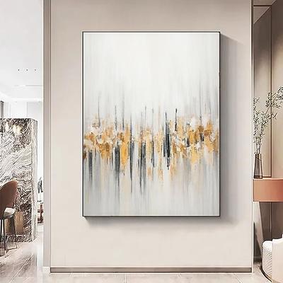 Abstraktes Gemälde mit Blattgold auf Leinwand, moderne Luxus-Wandkunst, handgemalt, strukturiertes Kunstwerk in Grau und Metallic für zeitgenössische Wohndekoration