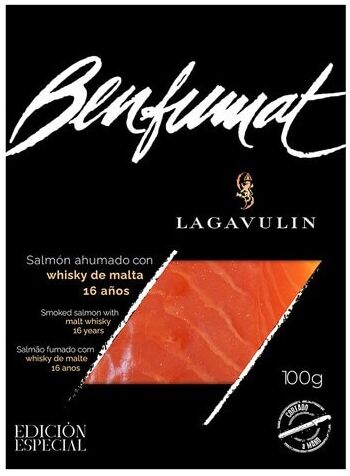 Benfumat Salmón ahumado en lonchas con whisky 16 años Lagavulin .