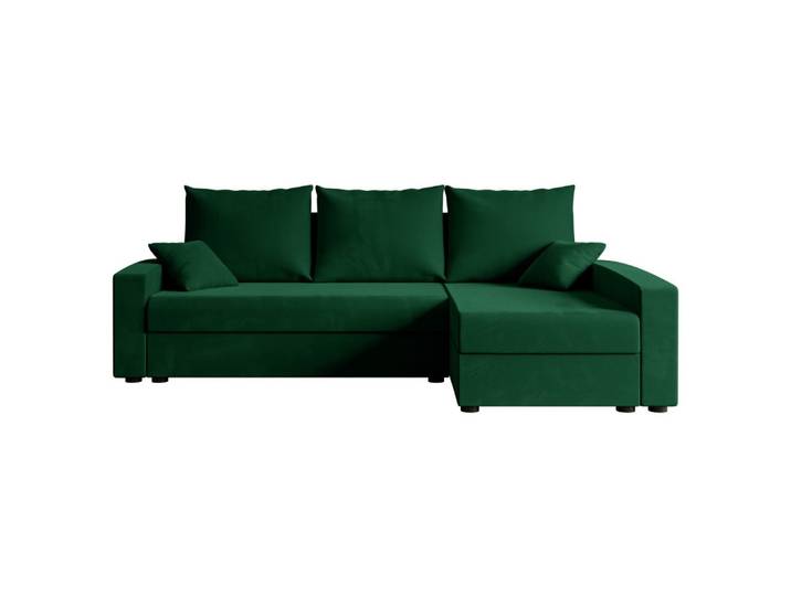 ECKSOFA mit Schlaffunktion und Bettkasten ALESIA-L 231x140x90 cm Grün Velours