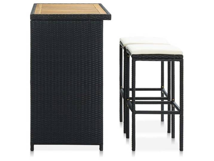BESTLIFE Ensemble de bar 3 pcs Résine tressée Noir avec manuel de montage（72249887）VIDAXL