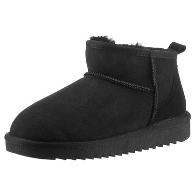 Winterboots ARA "ALASKA Short", Damen, Gr. 41, Lammfell, schwarz (schwarz short), Lammfell, Veloursleder, unifarben, Schuhe Winterboots, Schlupfboots, Snowboots, Winterboots mit Anziehlasche
