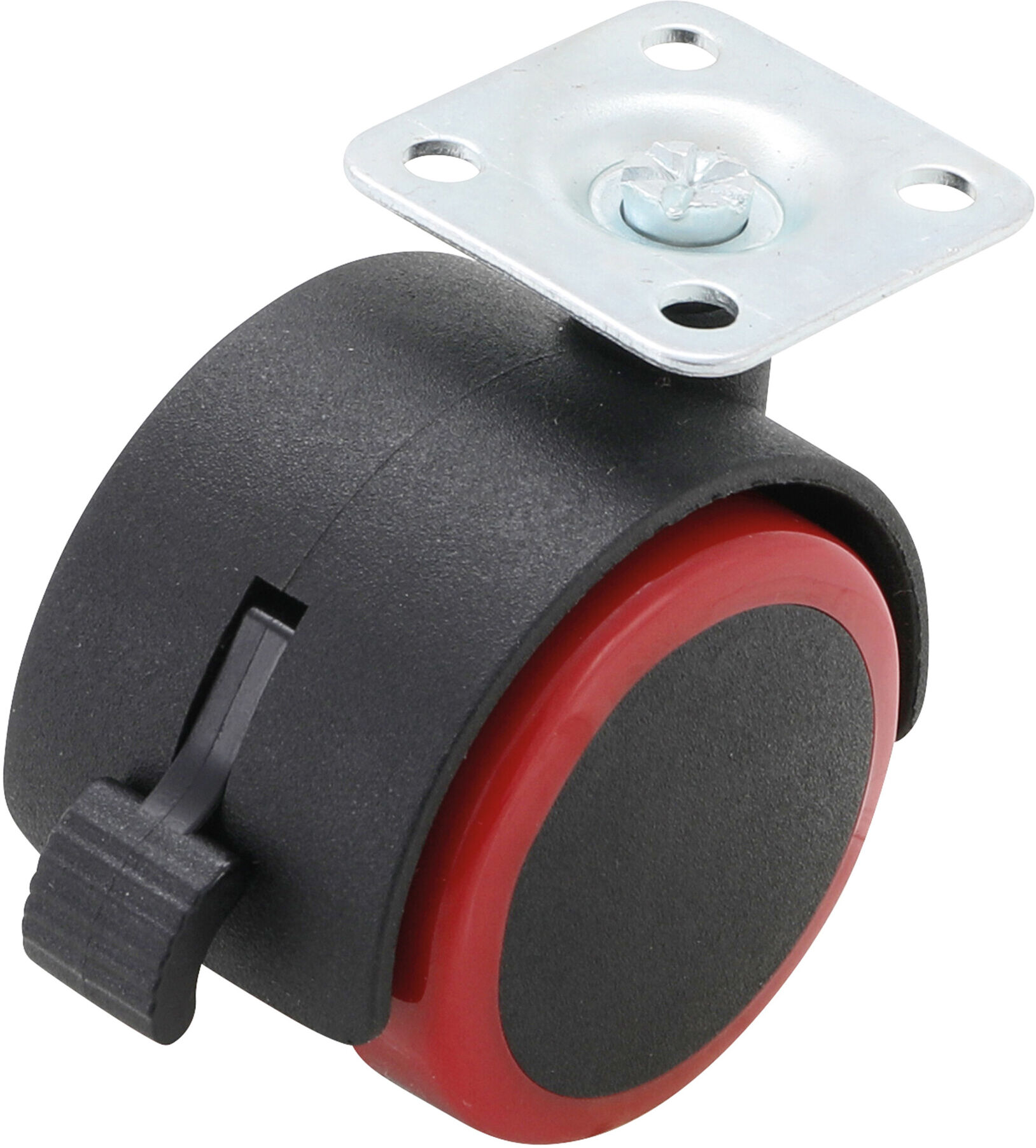 BGS Do it yourself Lenk-Doppelrolle mit Bremse 80338, rot/schwarz, 50 mm)