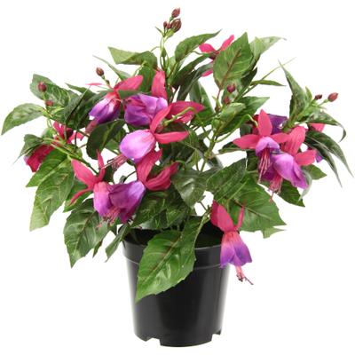 Kunstblume I.GE.A. "Fuchsien", pink (fuchsia), H:30cm Ø:23cm, Obermaterial: 80% Polyester, 20% Kunststoff, Kunstpflanzen, Im Topf Zimmerpflanze Deko Doppelblütenblätter Topfpflanze Hybrid Hort
