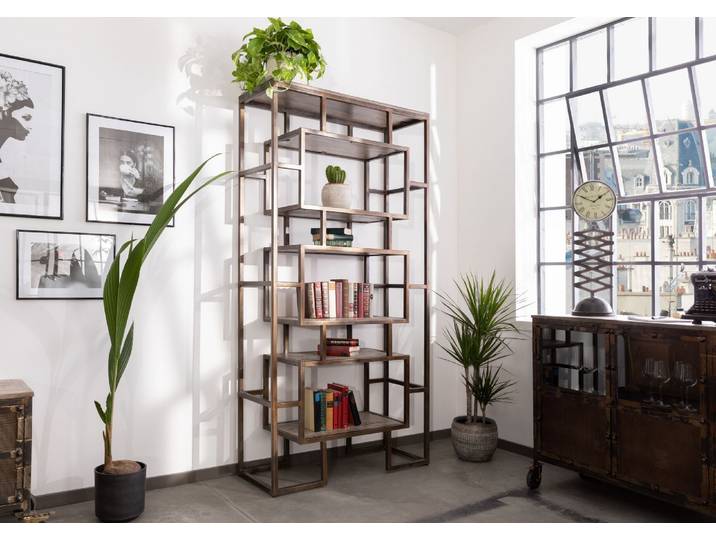 Regal Mango 100x40x202 braun lackiert HEAVY INDUSTRY #208