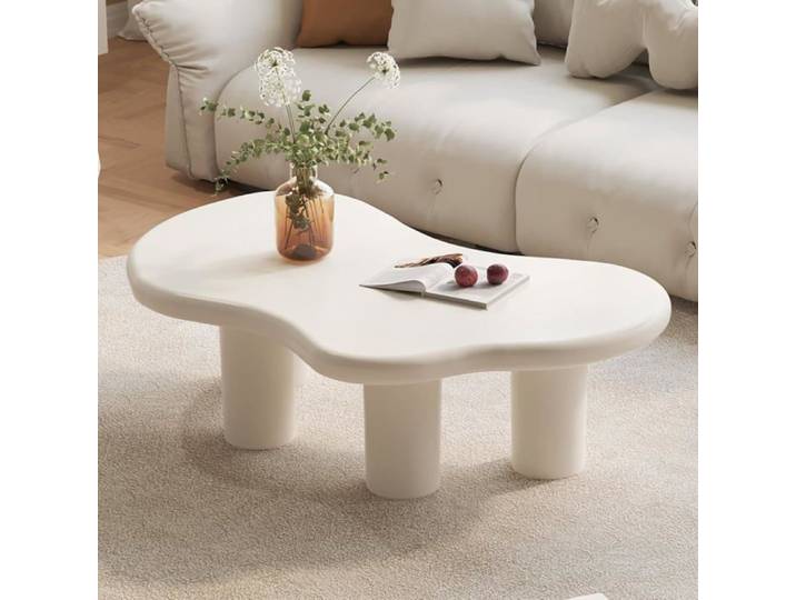 Guyii Cloud Table Basse Salon Moderne Table Centrale Quatre Pieds irréguliers intérieur Blanc