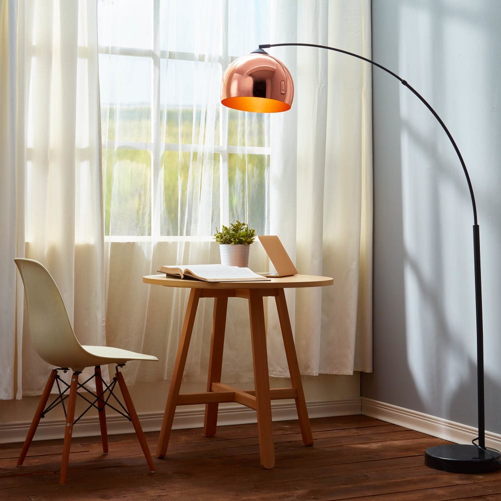 Teamson Lampadaire arco, Or Rose, 170cm Cuivre 110x170x30cm
