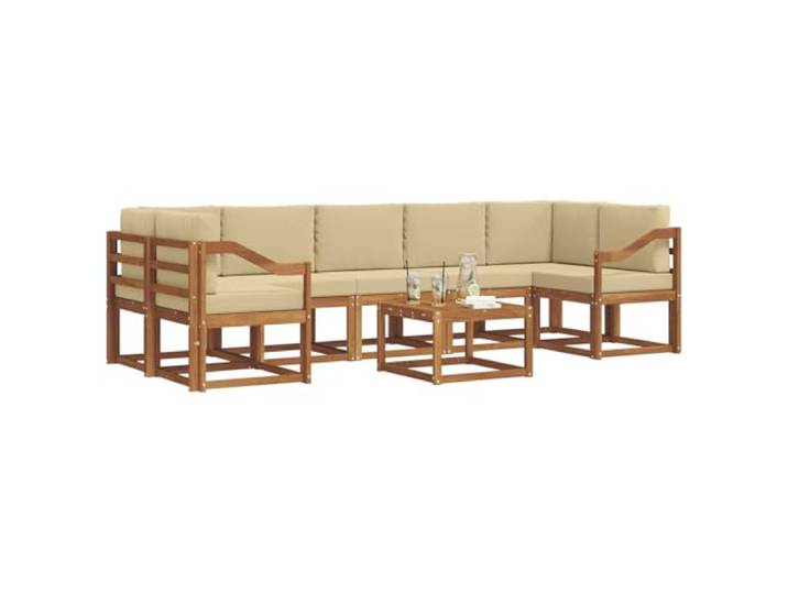 KTHLBRH Sofa-Set für den Außenbereich, modular, 8-teilig, Akazienholz Lattenrost-Design, abnehmbare Kissen, für Garten und Terrasse, flexibel