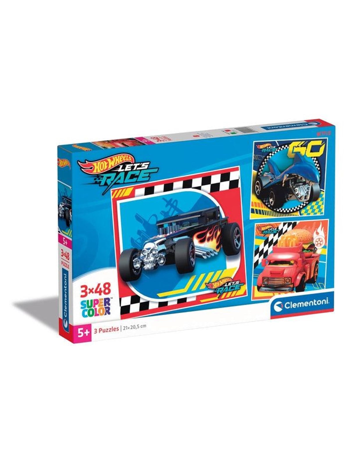 Clementoni Jigsaw Puzzle Super Color Square Hot Wheels 3x48pcs.