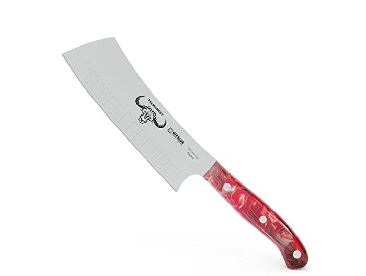 Giesser seit 1776 - Made in Germany - Japanisches Kochmesser 16 cm, Kullenschliff Red Diamond, PremiumCut Yochobo No 1, Küchenmesser, Acryl, exotisch, rostfrei, deutsches Grillmesser scharf