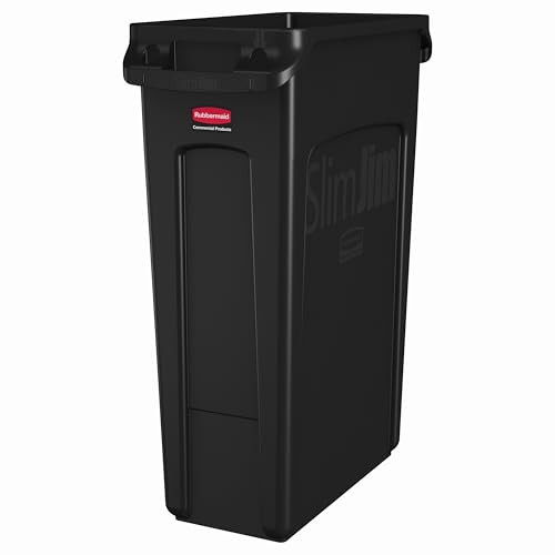 Rubbermaid Commercial Products Slim Jim afvalcontainer met ventilatiekanalen, 87 l, zwart