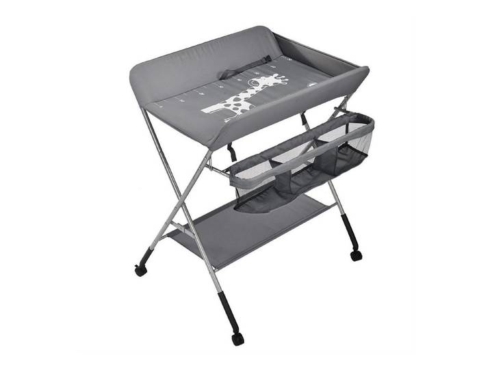 LuxusKollektion Wickelkommode Wickelkombi mit Mobile und Ablagefächern Grau