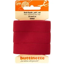 buttinette Soft-Gummiband "Breit-Elastik", rot, Breite: 25 mm, Länge: 5 m