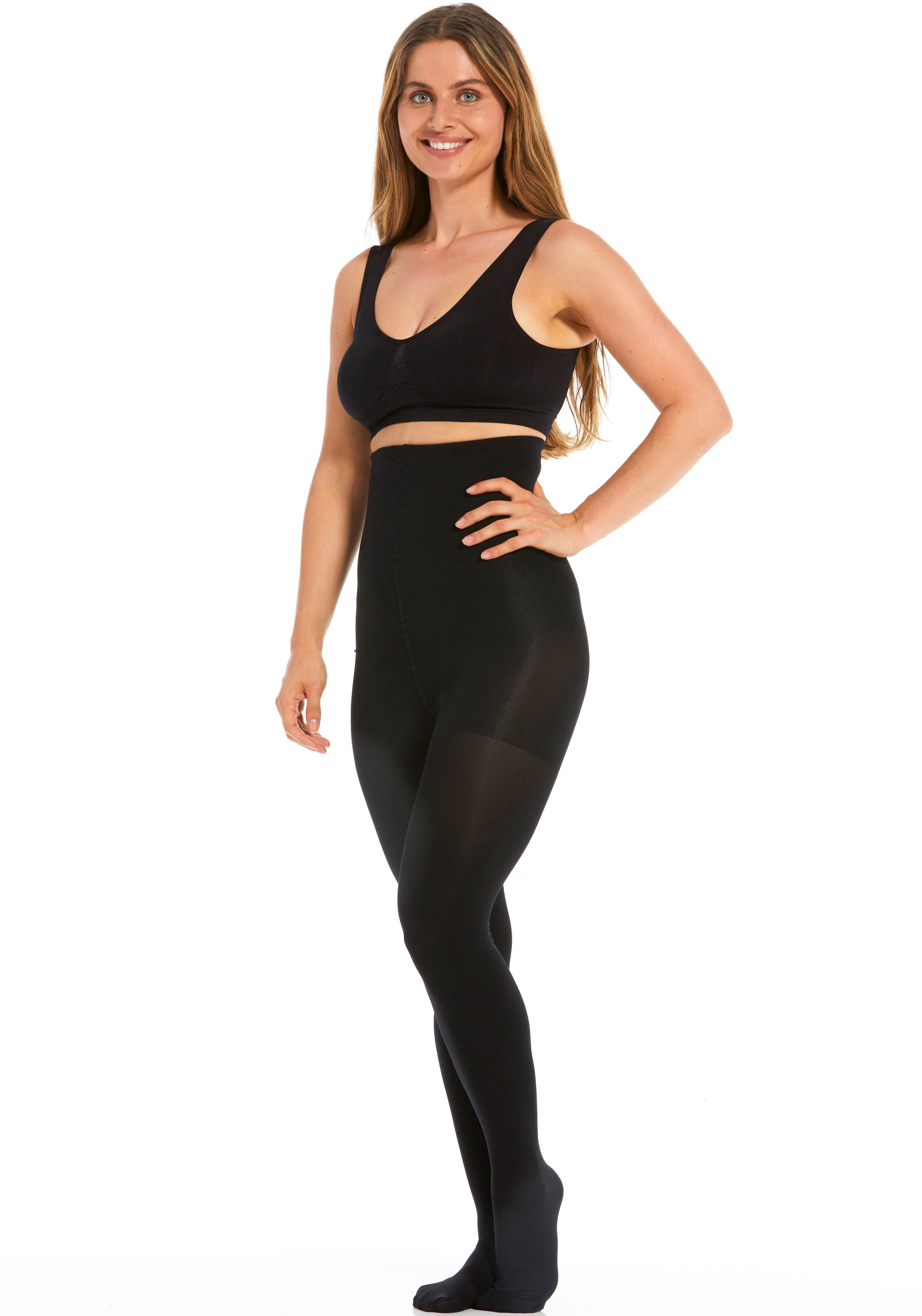 Shaping-Strumpfhose MAGIC BODYFASHION "Hi-Waist Slim Tights", Damen, Gr. S, schwarz, Obermaterial: 88% Polyamid, 12% Elasthan, unifarben, elastisch, Strumpfhosen Shaping-Strumpfhose, mittlere Formung von Bauch, Hüften und Oberschenkeln schwarz S