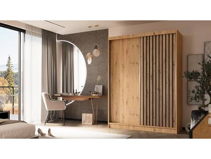 ALTDECOR Schwebetürenschrank, Kleiderschrank LABELO - 160x216 Garderobenschrank mit viel Stauraum, Vielseitiger, Schrank