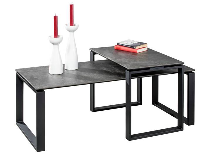Hom´in Couchtisch-Set MARINA, schwarz, Keramik