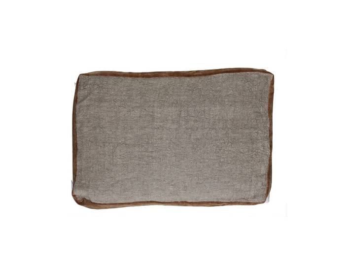 Coussin en lin gris, rectangulaire, uni, bordures velours coton -