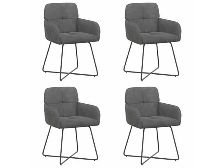 Jkghdrt Esszimmerstühle 4 STK Samt Dunkelgrau 59 x 56,5 x 86 cm Velvet Bezug, Metallrahmen, ergonomische Rückenlehne, flache Armlehnen, einfache Montage, pflegeleicht