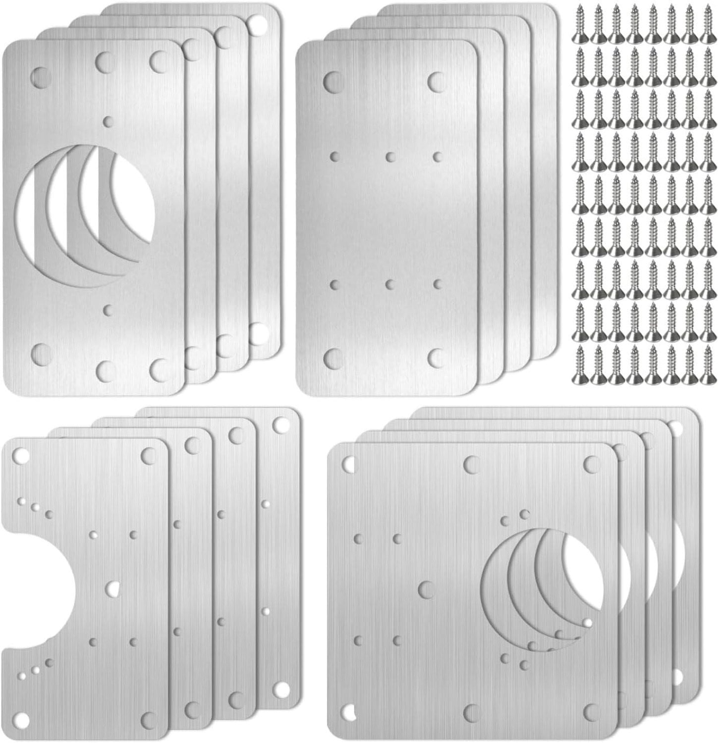 Complete Hinge Repair Kit met Rvs Platen voor Keukenkasten - 16 Onderdelen