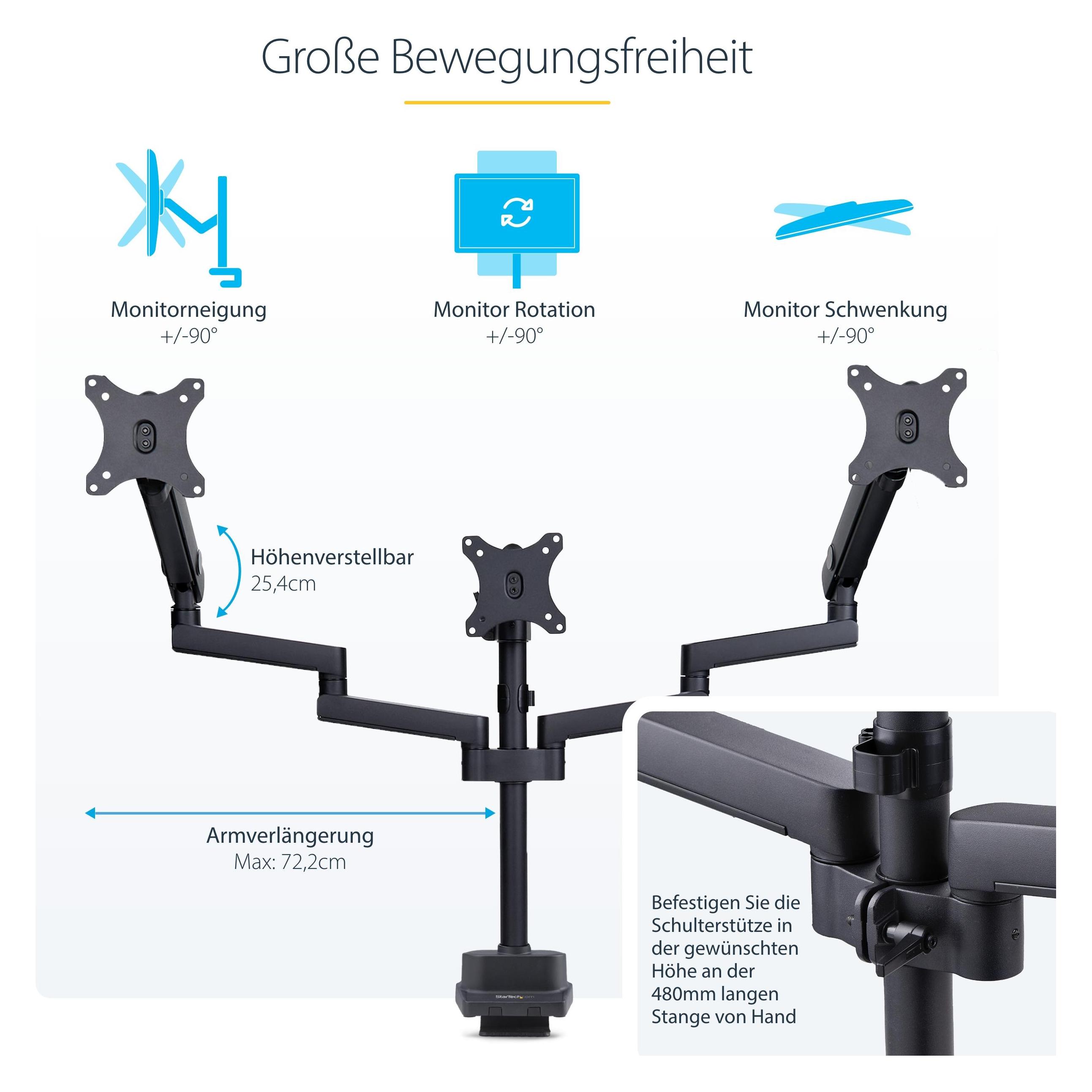 StarTech Triple Monitor Desk Mount (Tisch, 27", 7 kg) (3MP2AG-MONITOR-ARM)