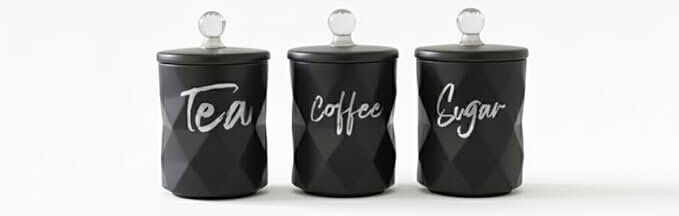 Canora Grey Ceramic / Porcelain Jar - Set of 3 Black 600ml