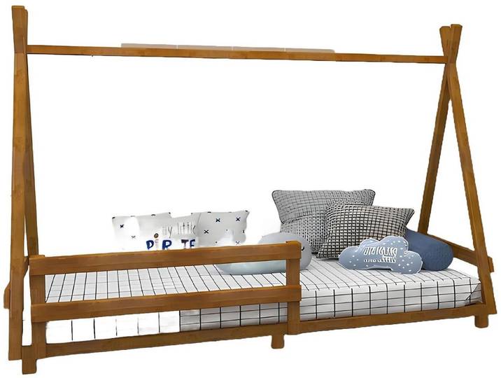 Xlmoebel Kinderbett Dunkelbrauner Bettrahmen aus hochwertigem Holz für Kinderzimmer (Kinderbett, Kinderbett), Hergestellt in Europa