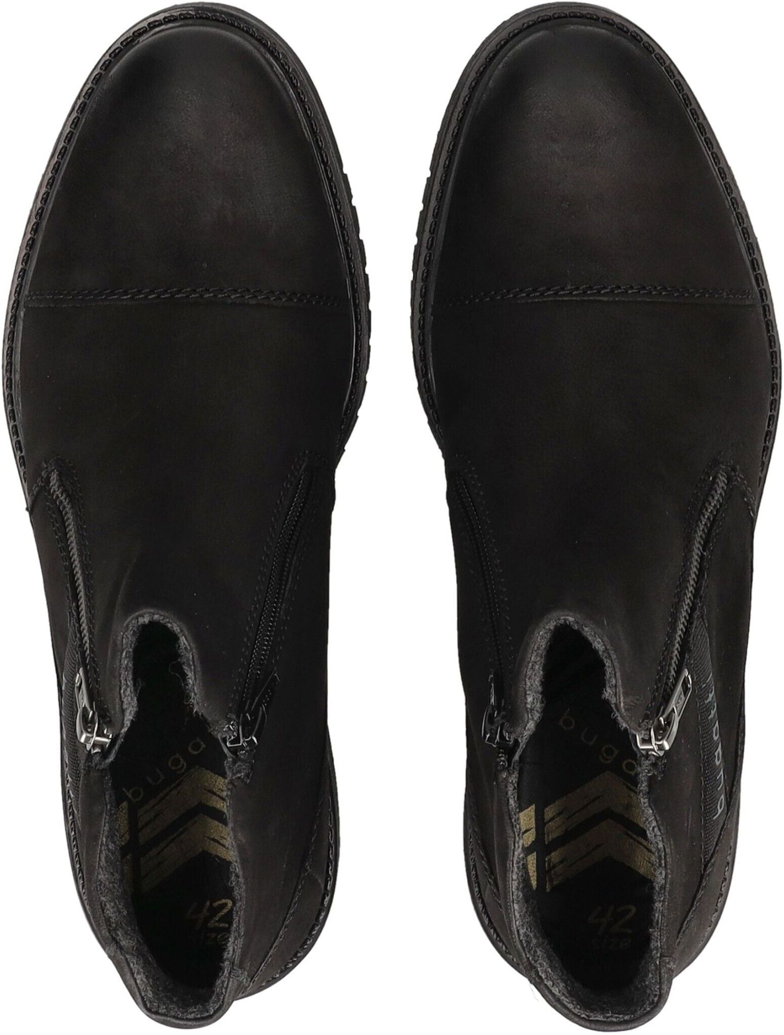 Stiefelette BUGATTI "bugatti Stiefelette Nubukleder", Damen, Gr. 42, schwarz, Nubukleder, Schuhe Stiefelette