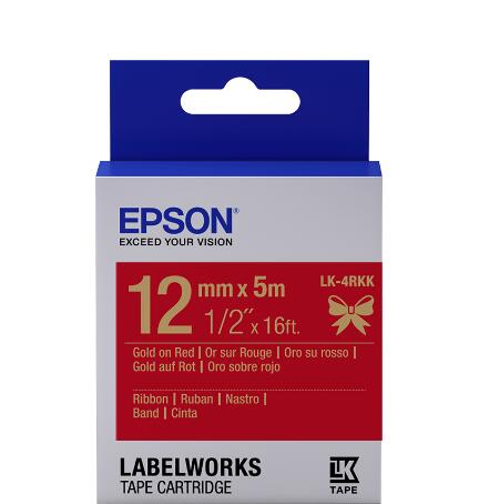 Epson LabelWorks LK-4RKK - Seidig - Gold auf Rot - Rolle (1,2 cm x 5 m) C53S654033