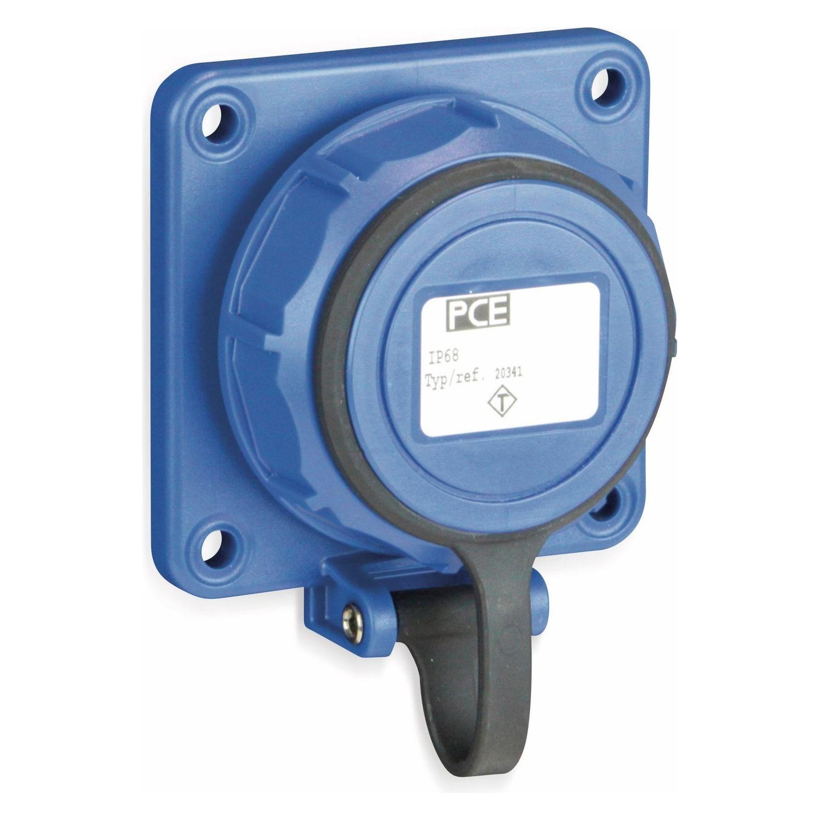 PCE 20351-8b Anbausteckdose mit Deckelband 16A 3p 250V IP66/68 Nautilus (20351-8b)