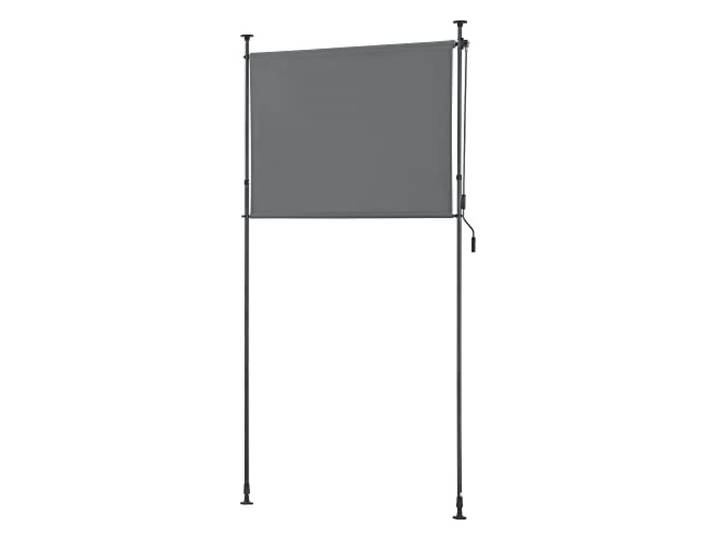 pro.tec Klemmmarkise Cimarra 150 x 270 cm Dunkelgrau Senkrechtmarkise mit Handkurbel ohne Bohren Wind- & Sonnenschutz Außenrollo Balkonrollo Sichtschutz witterungsbeständig Stahlgestell