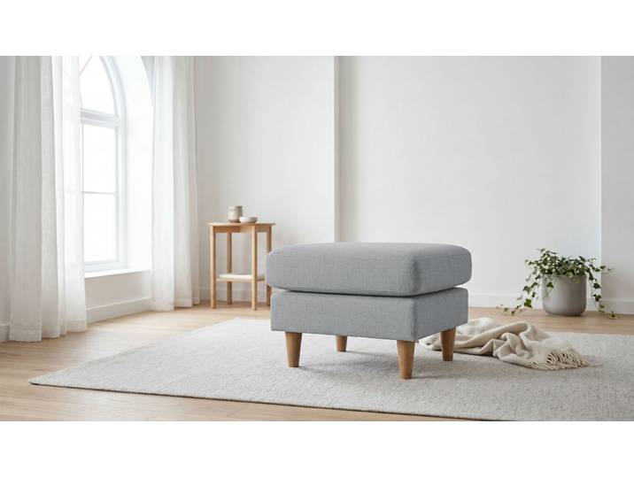 Polsterhocker GOODPRODUCT Tvinno , grau (gray), B:63cm H:47cm T:63cm, 100% Polyester, Hocker, Polsterhocker, im skandinavischen Stil