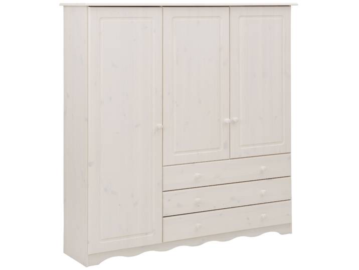 Wäscheschrank HOME AFFAIRE Minik , weiss (weiß), B:140cm H:140cm T:35cm, Massivholz, Schränke, Wäscheschrank, aus schönem massivem Kiefernholz, in unterschiedlichen Farbvarianten