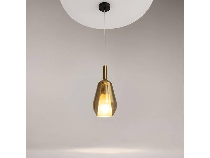 Suspension verre fumé – abat-jour double forme poire LODI
