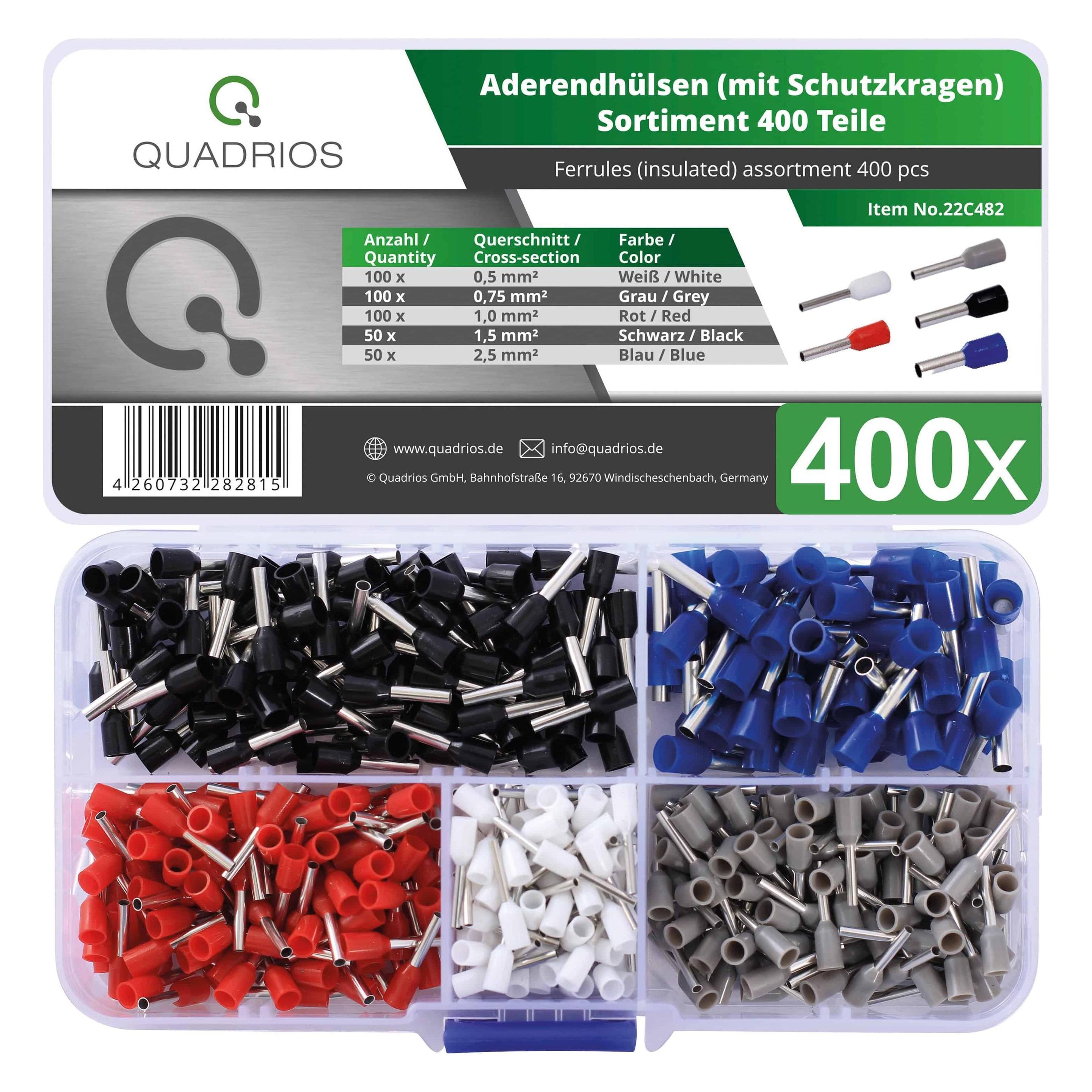 Quadrios 22C482 Aderendhülsen-Sortiment Teilisoliert 400 St. (22C482)