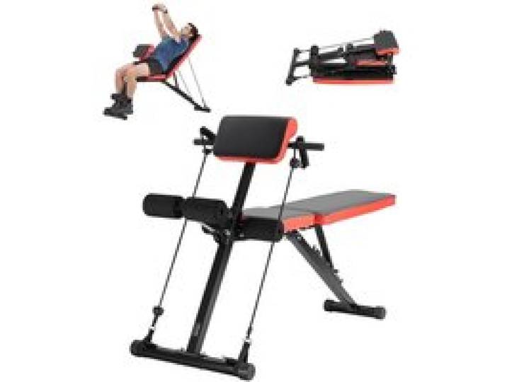 VEVOR Banc de Musculation Multifonction pour Entraînement Complet du Corps, Banc Lombaire Hyperextension Réglable et Pliable, Chaise Romaine Capacité 350 kg, pour Fitness Dos Bras Abdomen Gym Domicile